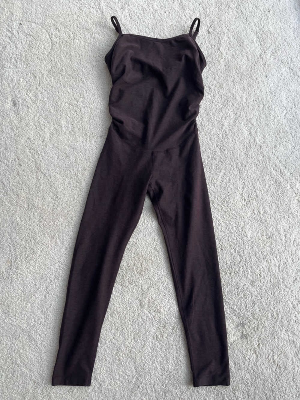 Beyond Yoga Spacedye Up Level Maternity Jumpsuit in Dark Chocolate Heather - Picture 3 of 11